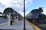 F40PH-3C leading a southbound Tri-Rail train of Bombardier Bilevels into Hialeah Market Station